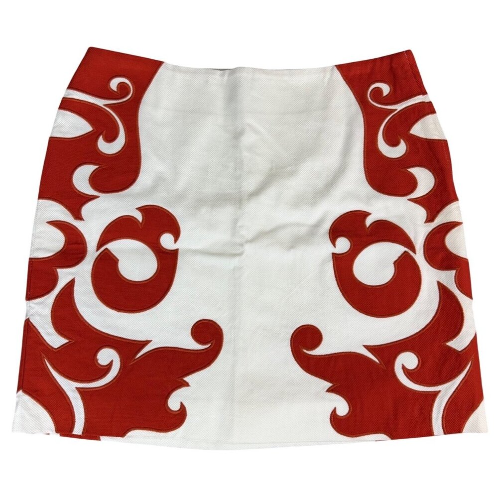 Vanessa Virginia Anthropologie Womens Skirt Sz 10 Red/White Abstract Hawaiian
